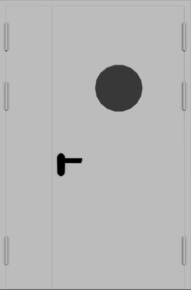 Дверь противопожарная двупольная (полуторная) с иллюминатором
